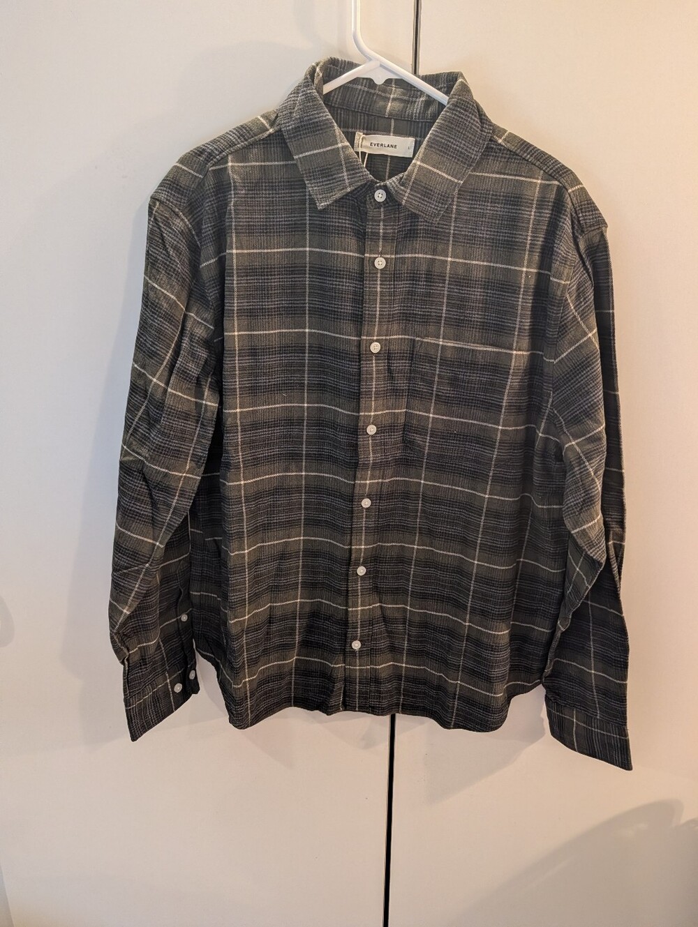 Everlane Large Mens Green Plaid Casual Button-Down Shirt NWT